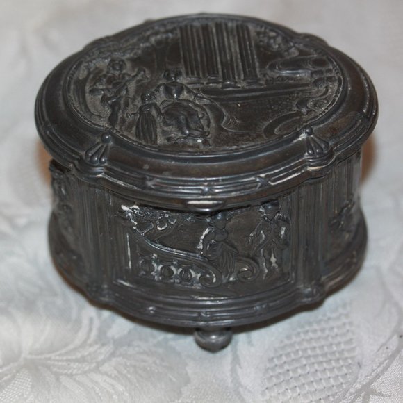 Antique Victorian Jennings Brothers Music Jewelry Trinket Box JB 1356  Scenic - Picture 1 of 9